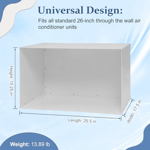 Kalageen 26-Inch Universal Wall Air Conditioner Sleeve - Durable Metal AC Wall Cover