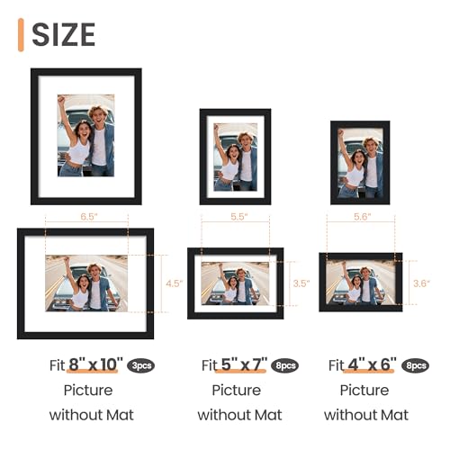 Upsimples Black Picture Frame Set of 19 - 8x10, 5x7, 4x6 Wall & Table Display