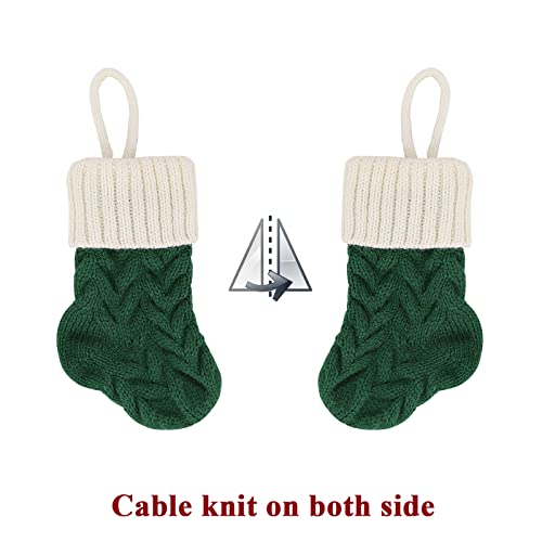 LimBridge Burgundy & Green 7-Inch Knit Christmas Stockings, 4-Pack Holiday Decor