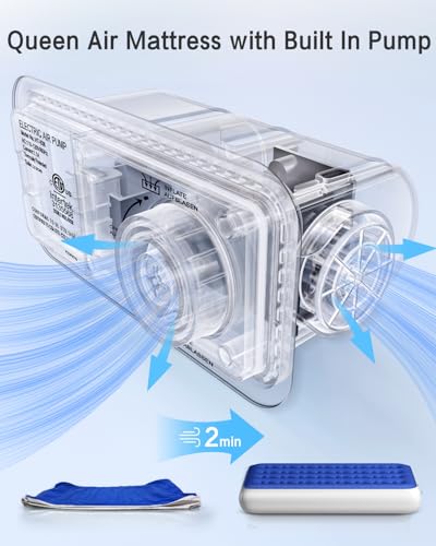 Xsleep Queen Air Mattress with Built in Pump Luxurious Comfort Raised