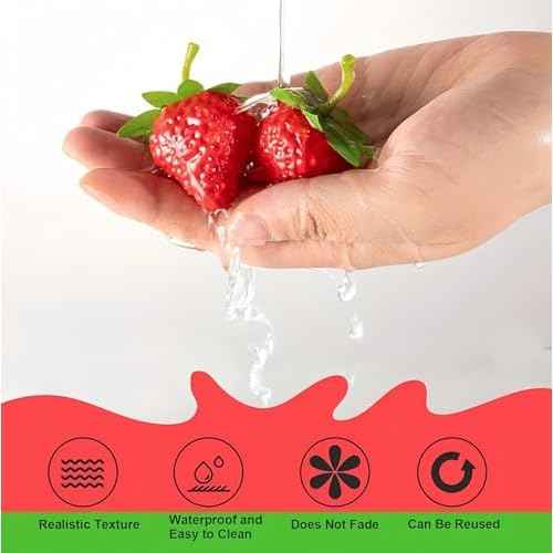 20PCS Artificial Strawberry Plastic Strawberries Lifelike Fruit Home Kitchen Cabinet Ornament Party Photography Prop Halloween and Christmas Decorations