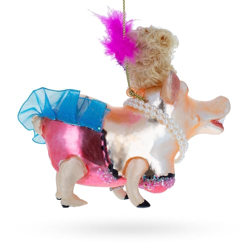 Fashion-Forward Pig Glass Christmas Ornament - Handcrafted Holiday Decor