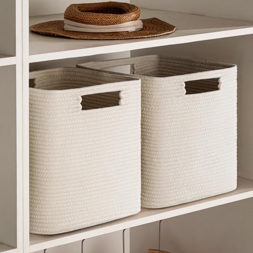 Beige Cotton Rope Storage Cubes Set of 4 - 13 x 13 x 13 Inches