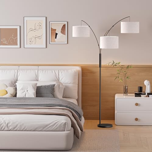 27W Dimmable Modern Tree Floor Lamp with Remote Touch Control - Beige (Black)