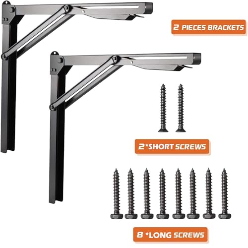 Ultrawall 24 Inch Folding Steel Shelf Brackets - 4 Pack Wall Mount Support