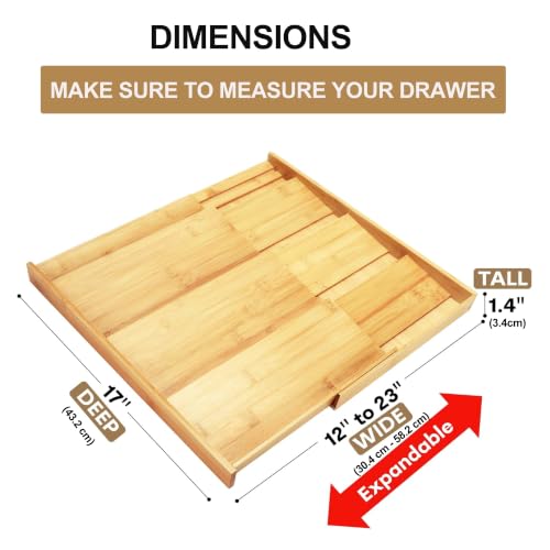 Natural Bamboo Spice Drawer Organizer - 4-Tier Expandable Kitchen Rack