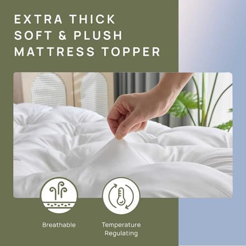 White 5-Inch Memory Foam Mattress Topper King for Back Pain Relief