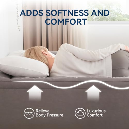 BDEUS Dark Gray Queen Size Dual Layer Memory Foam Mattress Topper with Gel & Down Alternative Quilt