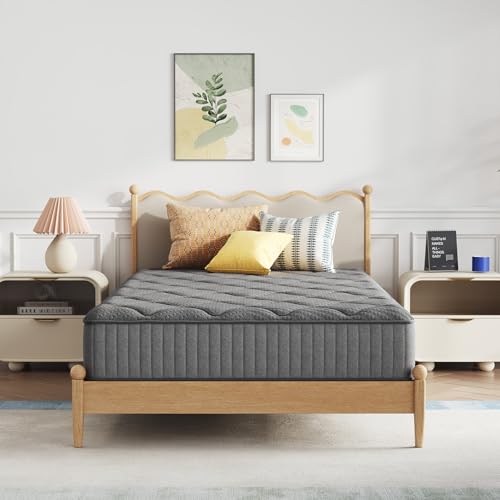 Grey Novilla Twin Hybrid Mattress - 6 Inch Gel Memory Foam & Innerspring Support