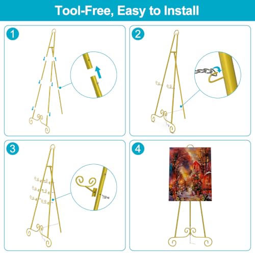 Gold Adjustable Easel Stand for Sign & Artwork - 46.5" H, 1 Pack