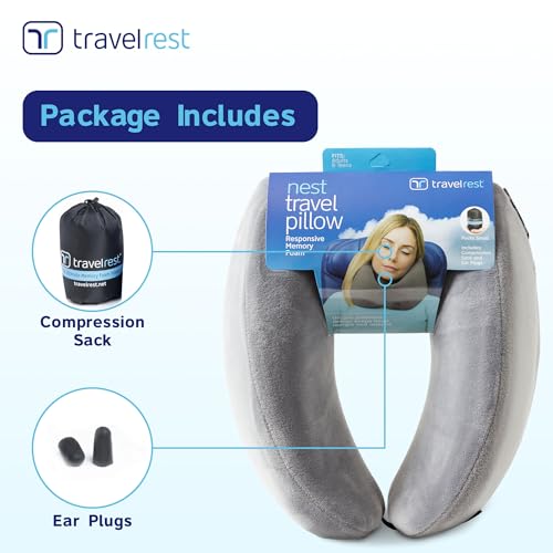 Travelrest Nest Memory Foam Neck Pillow - Grey Travel Support