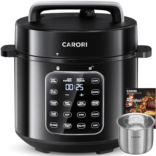 Electric Pressure Cooker 9-in-1 6 Qt Stainless Steel Inner Pot Black - Programmable Multi-Function Cooker