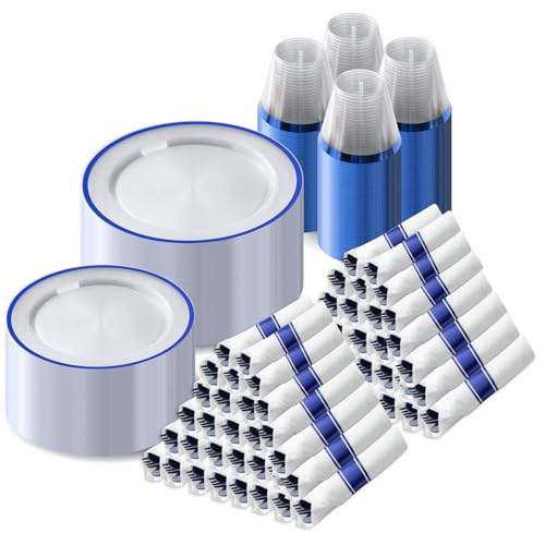 Dark Blue 700 Pcs Disposable Plastic Plates for Parties - BPA-Free