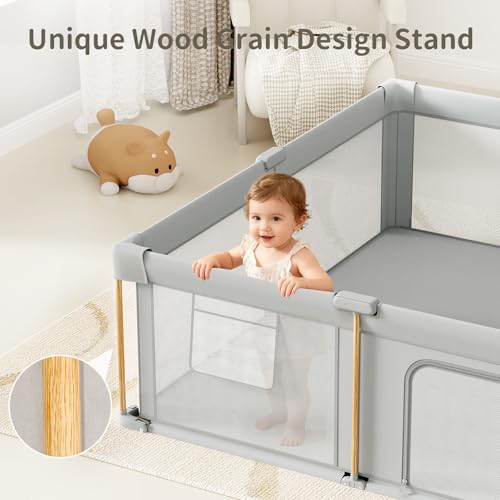 50x50 Foldable Baby Playpen with Mat, Portable Toddler Play Yard for Indoor & Outdoor