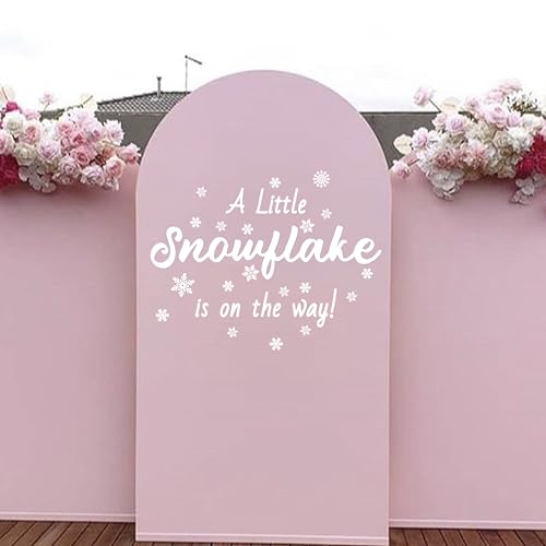 A Little Snowflake is On The Way Decal - Winter Wonderland Baby Shower White Frosty Backdrop,Gender Reveal Decorations,Christmas Sign Birthday Party Supplies