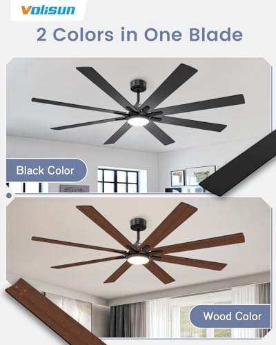 72-Inch Ceiling Fan with Lights and Remote - Black, Reversible & Quiet