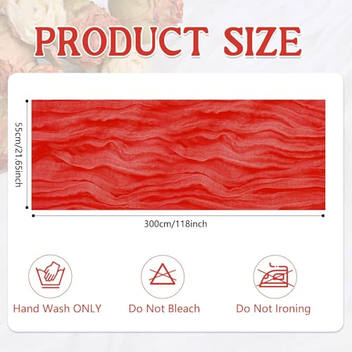 Red 20x120 Inch Cheesecloth Table Runner 12 Pack - Boho Rustic Gauze for Wedding & Decor
