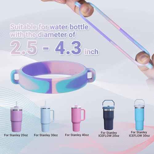 8Pcs Initial Stanley Cup Accessories Set for 40Oz 30Oz 20Oz - Teen Girls Gifts Tumbler Cup Decorations with Handle, Rainbow Straw Topper, Flower Charms, Silicone Boot and Letter Stickers A