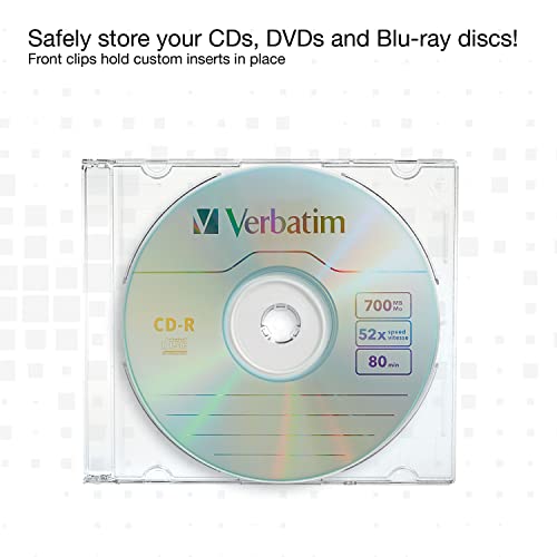 Verbatim 50-Pack Assorted Slim CD DVD Blu-ray Disc Cases - Clear & Colors