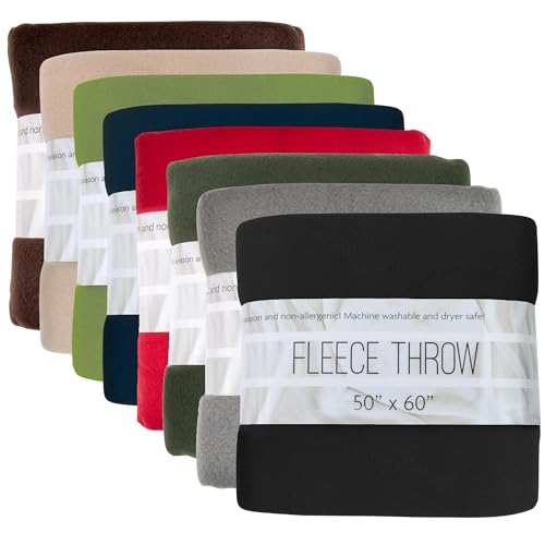 Trail Maker 8-Color Bulk Fleece Throw Blankets 50x60 for Weddings & Charities