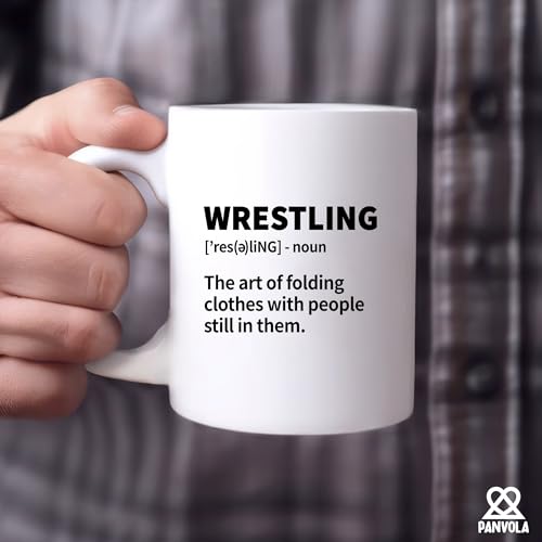 Panvola Wrestling Mug 11oz White - Funny Sport Gift for Wrestling Fans