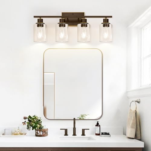 Indoi 4-Light Bathroom Vanity Light Fixture - Oil-Rubbed Bronze & Clear Glass