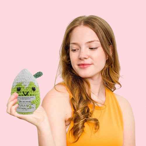 Positive Vibes Crochet Matcha Pal - Uplifting Affirmation Gift for Women,Bestie & Coworkers,Inspirational Christmas Stocking Stuffer