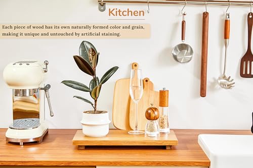 Large 16x8 Acacia Wood Riser Pedestal Stand for Kitchen Counter - Natural Solid Wood