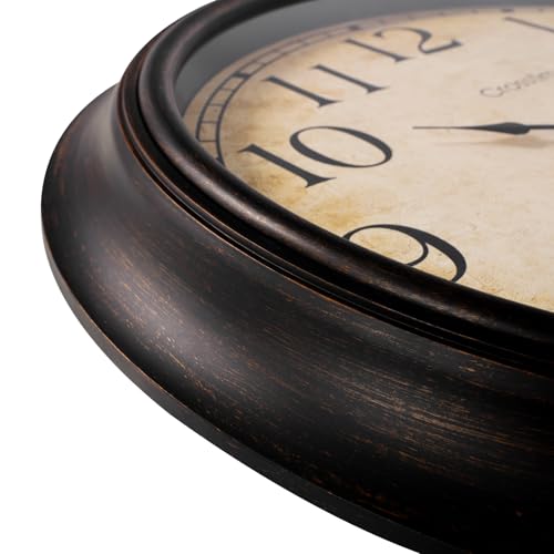 Crosstime 24 Inch Wall Clock Battery Operated Silent Round Vintage