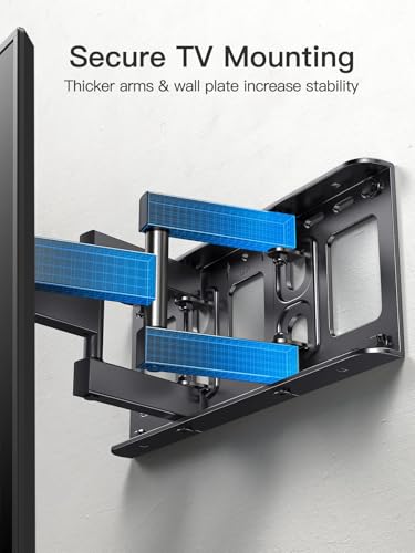 Pipishell Full Motion TV Wall Mount for 26-74 Inch TVs - Articulating Swivel & Tilt, Max 99lbs, Fits 12/16 Inch Wood Studs, Without LED