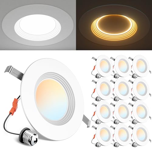 Ensenior 6 Inch LED Recessed Lighting Kit with Night Light - 12 Pack