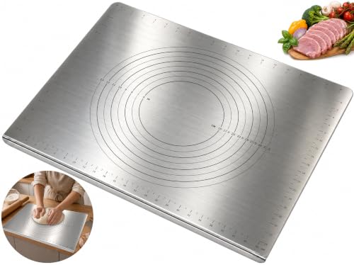 304 Stainless Steel Cutting Board with Lip - 19.7 x 15.7 Inches, Stable & Heat Resistant