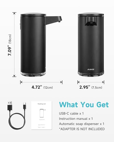 AIKE SensePro Automatic Soap Dispenser 12.8oz Matte Black Coating