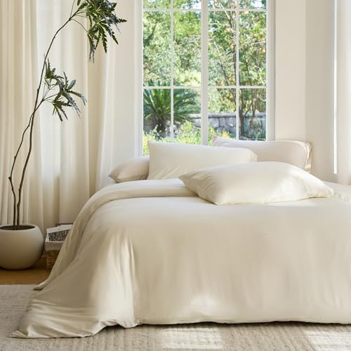 Organic Bamboo Duvet Cover Set Ivory Full/Queen - Cooling Soft Bedding