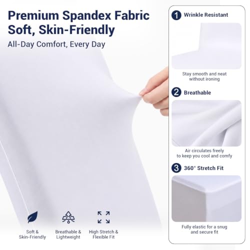 White Stretch Chair Covers Pack - Wrinkle-Resistant Spandex Slipcovers for Wedding & Events