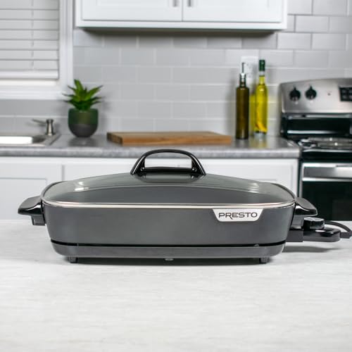 16-Inch Electric Skillet with Glass Cover, Nonstick, Adjustable Temperature