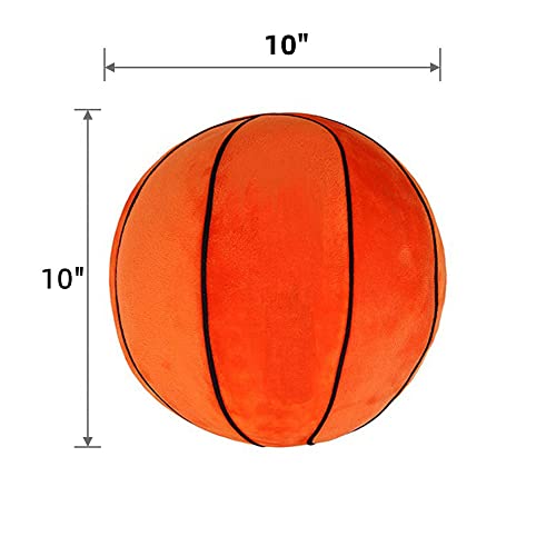 Basketball Plush,Plush Football Basketball Pillow,Stuffed Sports Throw Plushs Toy,Decorative Round Large Basketballs Pillow, 3D Ball Shaped Throw Pillows Gift for Girls or Boys (Orange,10")