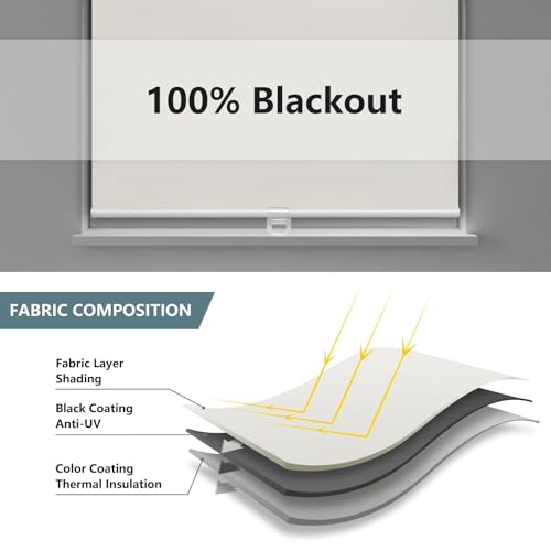 AOSKY Blackout Cordless Roller Shade for Indoor Windows 70x72 Ivory