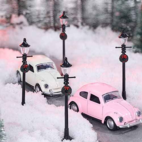 Honoson Christmas Village Accessories Christmas Mini Street Light Models Miniature Lamp Post Dollhouse Small Street Lamp, Age Over 12 Years(8 Pieces,Novel Style)