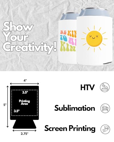 White Can Cooler Sleeves Bulk Pack - 100 Customizable Insulated Foam Drink Holders for 12oz & 16oz Cans - PartyPrints Variation