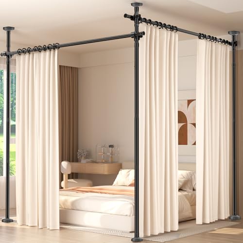 Daurore Paw Black Room Divider Curtain Rod 28-140 Inch No-Drill Adjustable