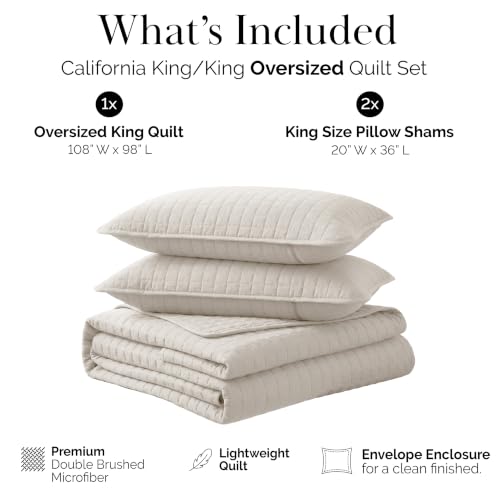 Southshore Fine Living Oversized King Quilt Set - Natural Beige, California King, 108x98