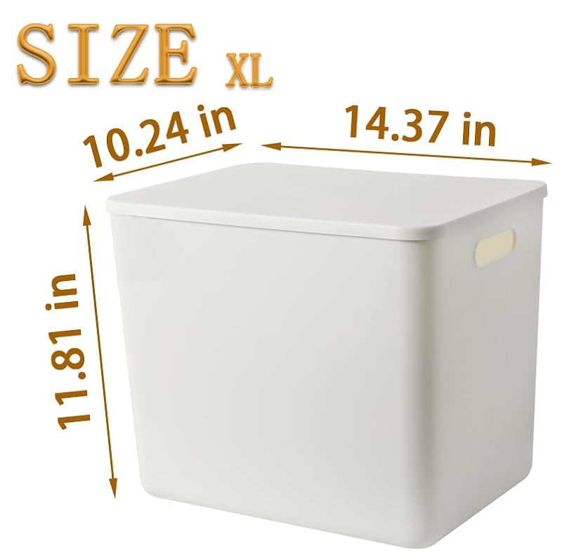 Set of 4 Extra Large White Plastic Storage Bins with Lids - Toy, Closet & Home Organizer