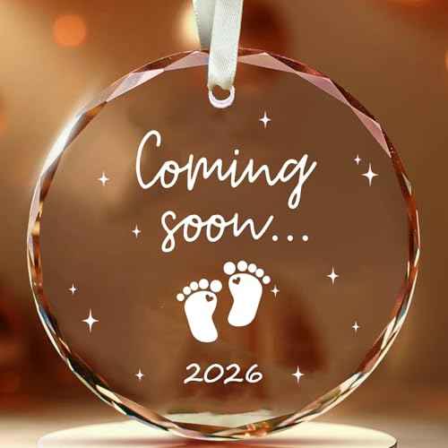 2026 Glass Christmas Hanging Ornament,Baby Coming Soon£¬Baby Pregnancy Announcement for Husband£¬Grandparents£¬Family (Come-Baby)