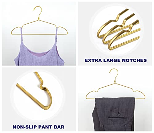 20 Pack Matte Gold Aluminum Coat Hangers - 16.5 x 8.27 Inches, Durable & Elegant