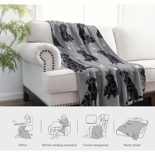 Labrador Retriever Gifts Blanket, Black Lab Dog Decor 80"x60"