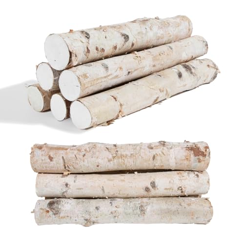 6 Pack Natural White Birch Logs 1.4-2.6 Inch Diameter Fireplace Decor & Crafting