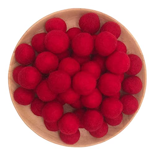 3/4inch 20mm Felt Wool Balls Beads Pom Pom Handmade for Craft Dream Catcher Baby Mobile Pompom Home Decor Nursery Party Props (20mm red 100pcs)