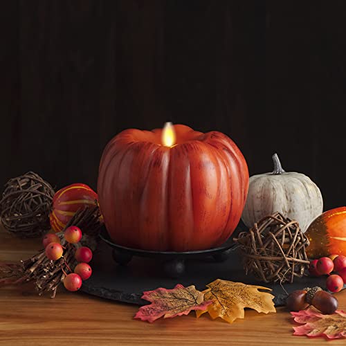 Luminara Flameless Flickering Pumpkin Candle - Antique Orange, 5.25" x 4.5"