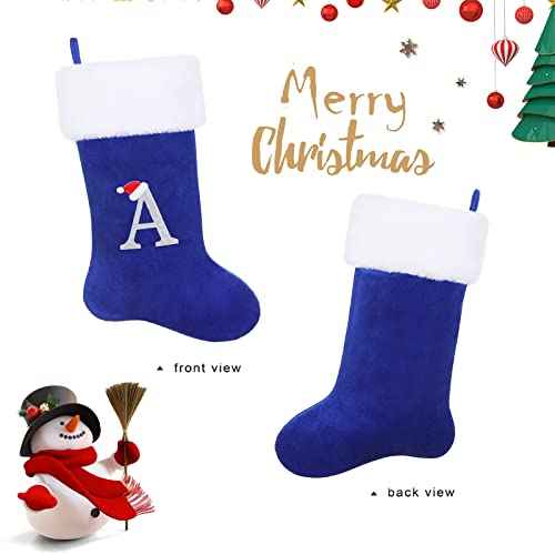 20.5Inches Monogram Embroidered Letter Christmas Stocking Personalized Super Soft Christmas Stocking Hanging Decorations(K)
